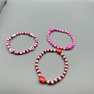 ❤️3/$8❤️ Colorful Beaded Valentine Bracelets 3 Set - HANDMADE - #188